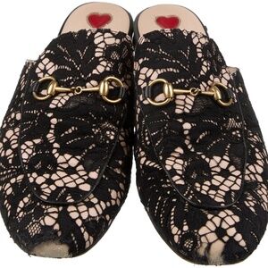 GUCCI HORSEBIT ACCENT LEATHER BLACK LACE MULES Retail $820 39.5 9.5